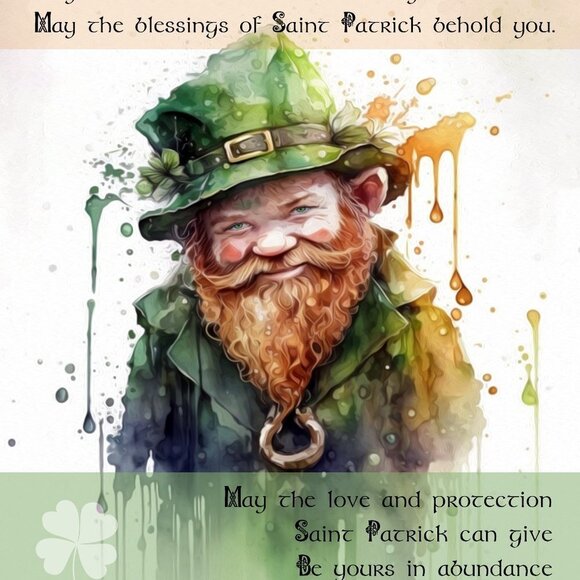 4x6 St. Patricks Day Leprechaun Irish Blessing Watercolor Oil Painting‎ Print - Picture 10 of 10
